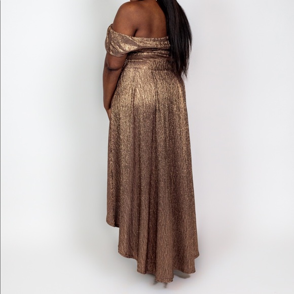 Plus Size ‘Bianca’ Metallic Bardot Dress - Picture 8 of 8
